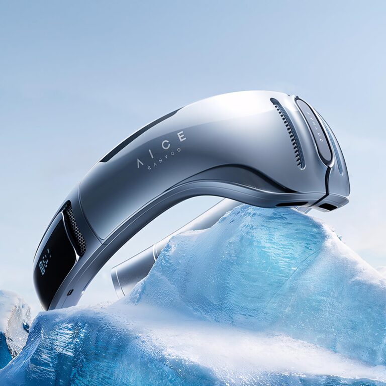 RANVOO 2024 [No.1 Coolest & Most Portable] AICE LITE Neck Air Conditioner, Ultimate Immersive Cooling 6,000 mAh Rechargeable Neck Fan Personal Cooling Device Gift that Blow Cold Air, Sky Blue