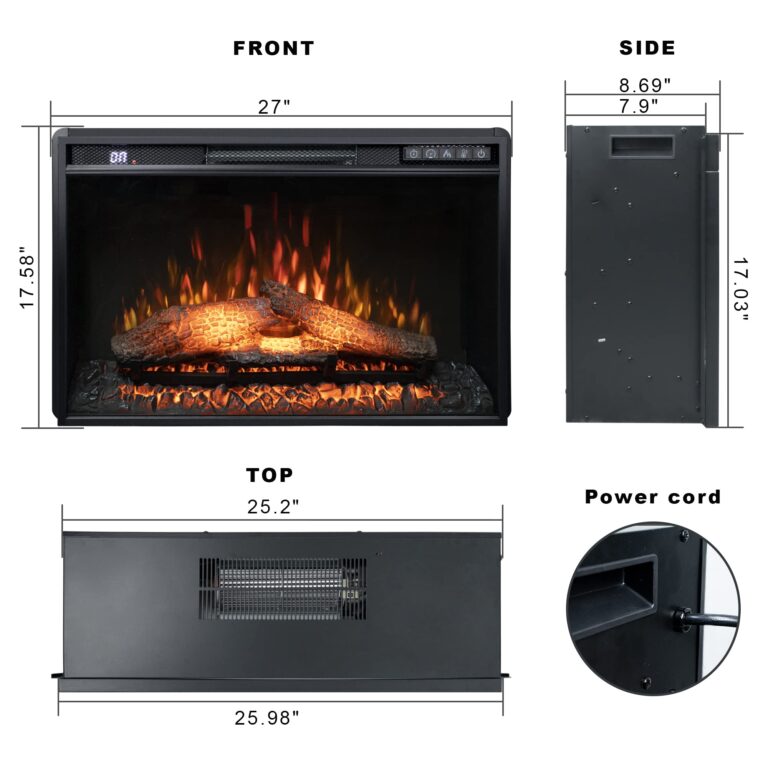 Oxhark Flame 26 Inches Electric Fireplace Inserts, 1500W Wall Recessed with Remote Control, Timer, 6 Brightness and 5 Speeds, Overheating Protection, Fireplace Heater for Indoor Use - Image 6