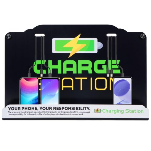 Wall Mount Charging Station with 8 Ports Phone Charger with Type-C,Android Port | Applicable for Applicable Airport Hospitals Banks Hotel and Public Places (Black)