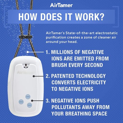 AirTamer A315W Advanced Rechargeable and Portable Air Negative Ion Generator | Proven Performance, White with Black Leather Travel Case - Image 4