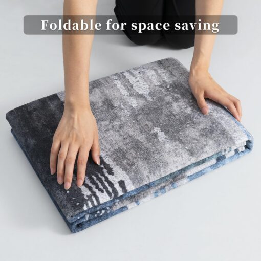 Ciicool Modern Abstract Deep Blue Gray Rug for Living Room, 8'x10' Machine Washable Area Rug Non-Slip Rug, Low-Pile Contemporary Indoor Dining Floor Carpet for Bedroom Office Under Table Home Decor - Image 4