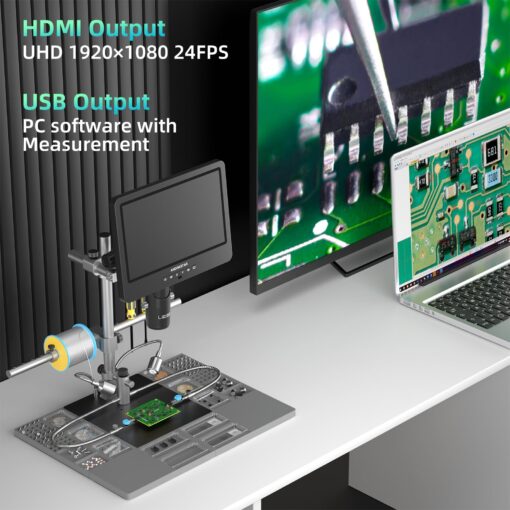 Andonstar AD249S-M Plus 10.1'' HDMI Soldering Digital Microscope for Electronics Repair, 2000x 3 Lens 2160P UHD Video Record, Soldering Microscope Station with Helping Hands, Slides, 32GB Card - Image 4