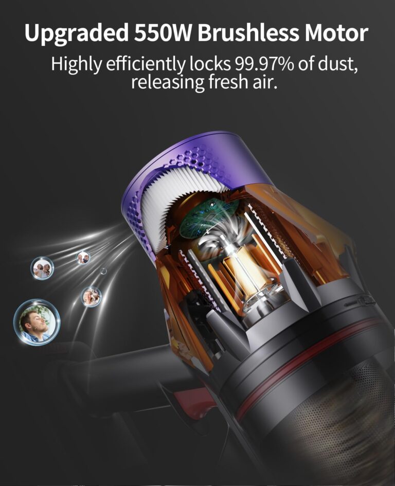 Cordless Vacuum Cleaner, 550W 45KPA 60Mins Cordless Stick Vacuum Cleaner With Touch Screen, Self-Standing,Wall Mount Charging, Handheld Vacuum Cleaners for Home/Pet Hair/Carpets/Hard Floors(X7A) - Image 4