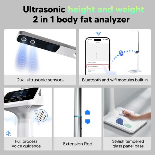 arboleaf Digital Physician Scale, FSA HSA Eligible, Ultrasonic Height and Weight Scale, Smart Body Composition Analyzer for Gym and Home, 11-485lb, 6ft.4.8in, Body Fat Measurement, Weight, Height, BMI - Image 7