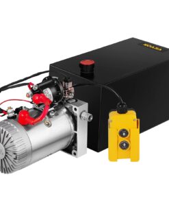 Mophorn Hydraulic Pump, 10 Quart Hydraulic Power Unit, Single Acting Hydraulic Pump, 12V DC Hydraulic Pump (Steel Reservoir, Single Acting, 3200 PSI) w/SAE#6 Connector for Dump Trailer Car Lifting