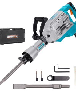 Berserker 1700W 30-Pound Demolition Jack Hammer with 1-3/16" Hex, 14-Amp Corded Electric Heavy Duty Demo Chipping Hammer Concrete/Pavement Breaker with Carrying Case Flat Chisel Bull Point Chisel
