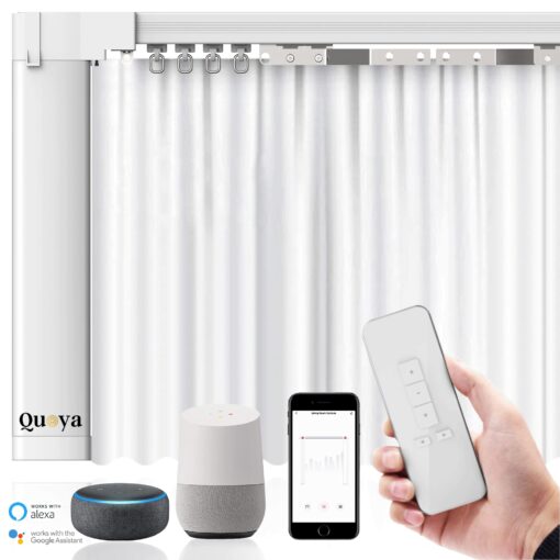 Quoya QL600 Smart Electric Curtain Track, Motorized Motor, Adjustable Track Length, Compatible with Alexa, Google, Siri, Apple Watch (up to 275 inches (7 metres) (Wall Brackets NOT Included)