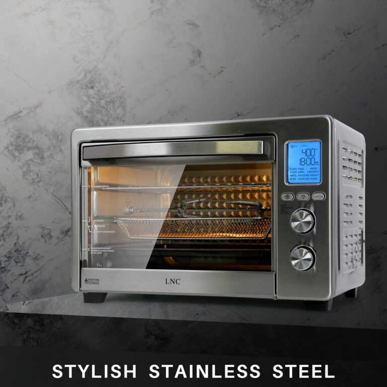 Air Fryer Oven Combo, 34QT Extra Large 1750W Toaster, 12" Pizza Convection Countertop, 12-in-1 Large Rotisserie With 4 Accessories, Stainless Steel, Silver - Image 4