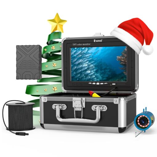 Eyoyo Underwater Fishing Camera, Ice Fishing Camera 1000TVL Fishing Camera with 7 inch LCD Monitor, Waterproof Camera, 12pcs Infrared Lights Fish Finder for Ice Fishing, Lake, Boat