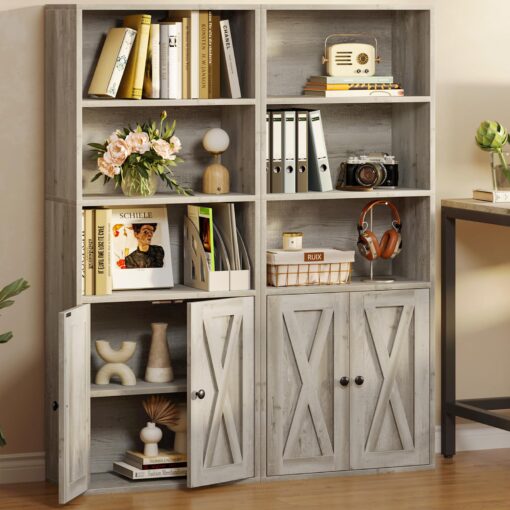 IRONCK Industrial Bookshelves and Bookcases with Doors 11.8 in Depth Floor Standing 5 Shelf Display Storage Shelves Bookcase Home Decor Furniture for Home, Office, Living Room, Bedroom - Image 5