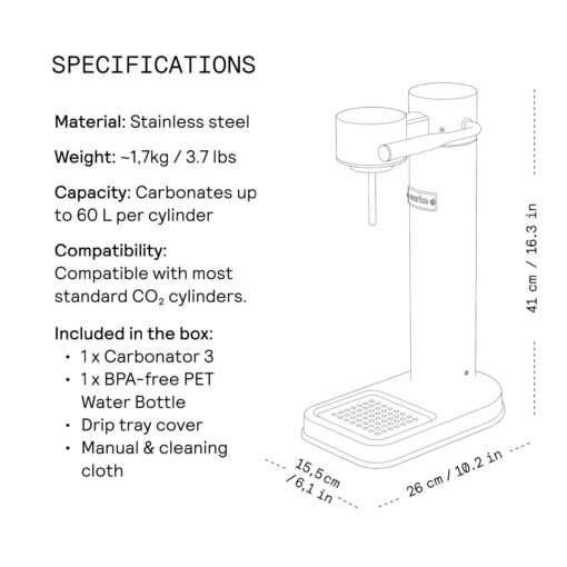 aarke Carbonator lll, Sparkling & Carbonation Water Machine, Stainless Steel with PET BPA-Free Reusable Bottle Volume 800 mL (Sand) - Image 4