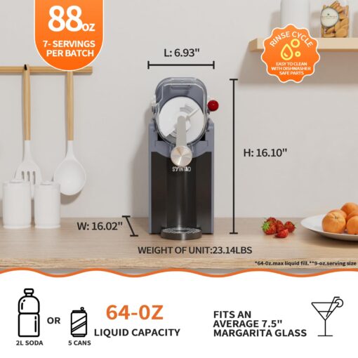Slushie Machine for Home, Soft Serve Ice Cream Machine, 88oz Slushy Machine with 6 Preset Programs, Frozen Drink Maker for slush, Margaritas, Smoothie, Frappés, Milkshakes, and More, Auto-Cleaning - Image 3