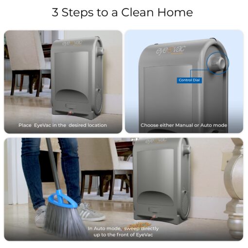 EyeVac Pro Touchless Vacuum Automatic Dustpan - Ultra Fast & Powerful - Great for Sweeping Salon Pet Hair Food Dirt Kitchen, Corded Canister Vacuum, Bagless, Automatic Sensors, 1400 Watt (Silver) - Image 4