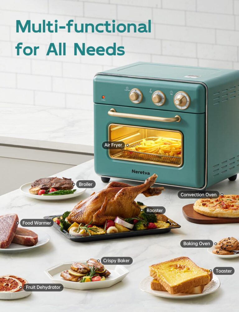 Neretva [21 QT& 6-in-1] Toaster Oven & Air Fryer, Compact Toaster Ovens Countertop with 5 Slices 1500W Rapid Heat Air Fryer Toaster Oven Combo Stainless Steel for Bake/Toast/Broil/Air Fryer/Defrost - Image 6