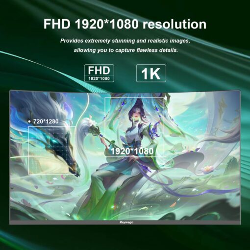 Raywego Gaming Computer Monitor (Curved-1K-180hz, Black, 24 inch) - Image 9