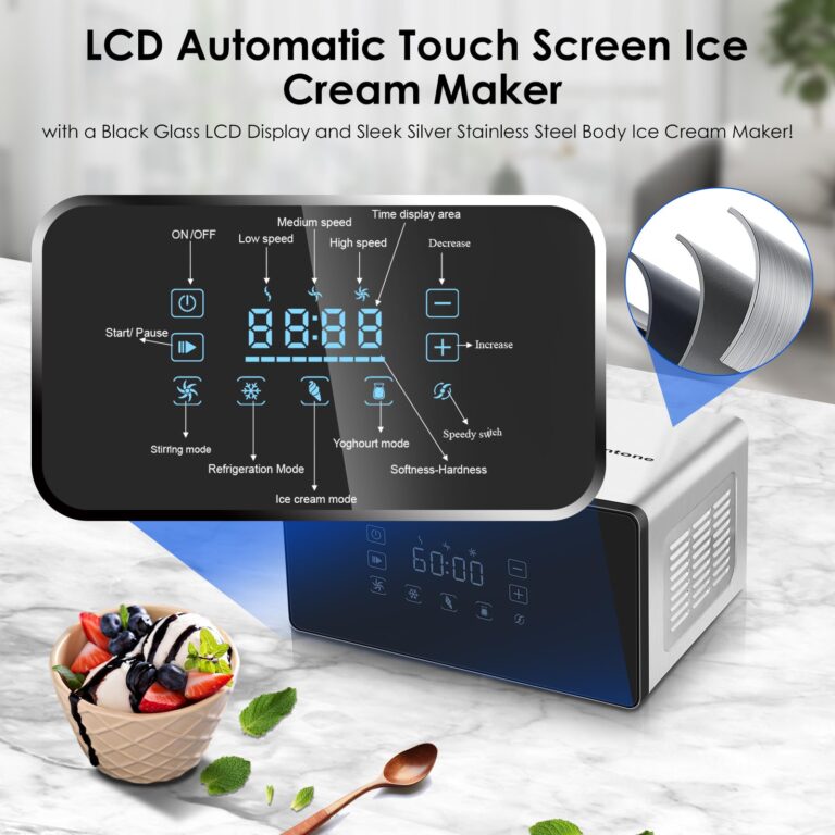 Homtone Ice Cream Maker Fully Automatic with Compressor, 4 Modes, Adjustable softness, Adjusted Speed 1.6 Quart Ice Cream + Yogurt Maker, LCD Touch Screen Homemade Soft & Hard Ice Cream Machine - Image 9