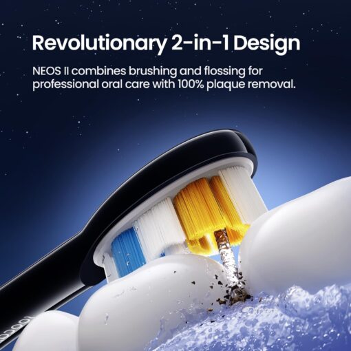 Soocas NEOS II - Electric Toothbrush with Water Flosser, Sonic Electric Toothbrush for Adults, Cordless Flossing Toothbrush, 100% Plaque Removal, 30-Day Battery Life, Dark Violet - Image 8