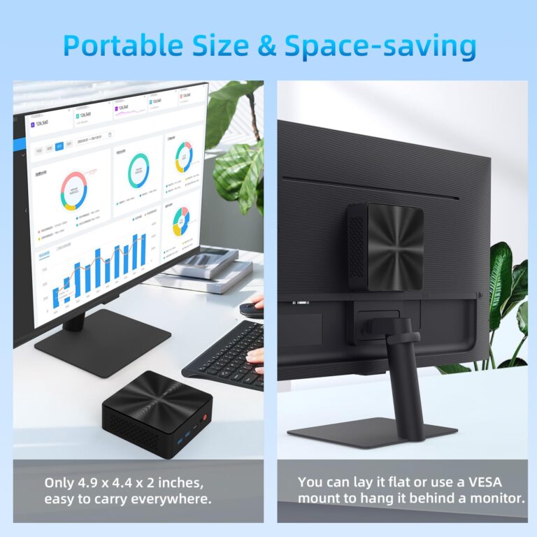 Mini PC, Intel 12th Alder Lake N100 (up to 3.4GHz), 16GB DDR4 RAM 512GB M.2 SSD Dual LAN, Mini Desktop Computers Windows 11, 4K Triple Display, Type-C, WiFi 6, BT 5.2, Micro PC for Home Office - Image 3