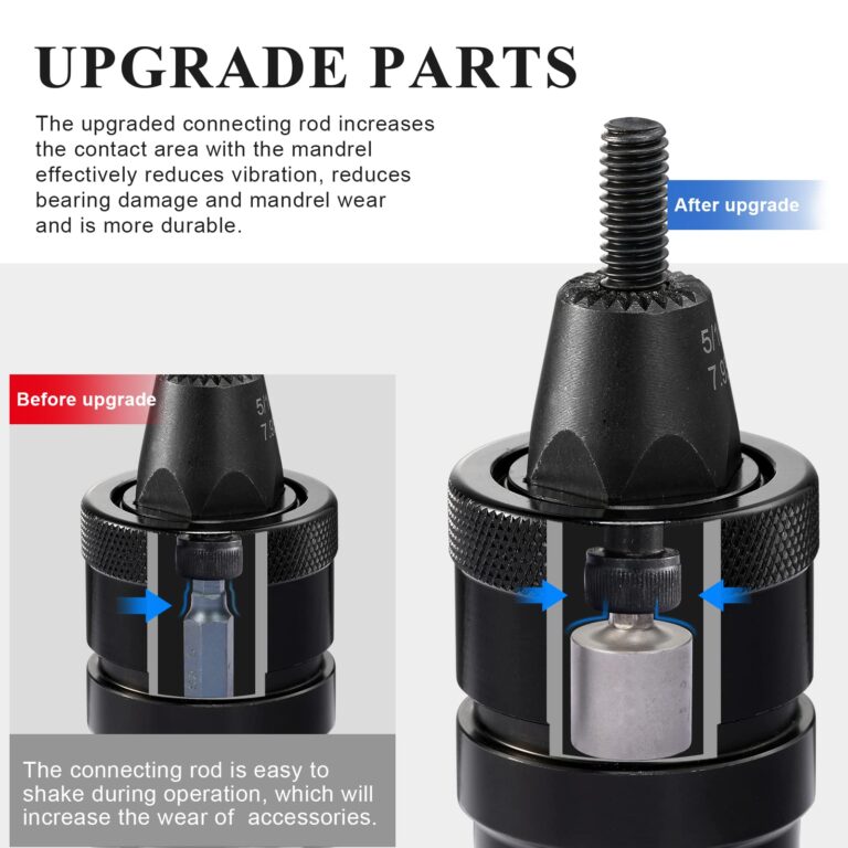 KIARUO Pneumatic Rivet Nut Gun 10-32,8-32,6-32 with Replacement Mandrels, RPM 3000 Industrial Grade Pull Rivnut Gun MODEI:LM09 Button Switch - Image 5