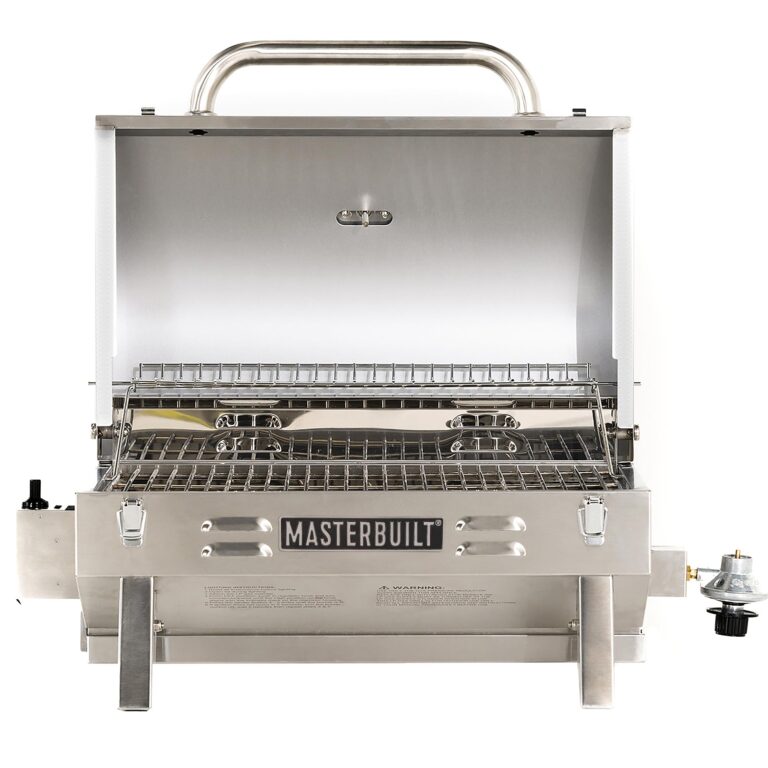 Masterbuilt Portable Propane Gas Grill with Folding Legs, Chrome-Coated Warming Rack and 288 Cooking Square Inches in Stainless Steel, Model MB20030819 - Image 8