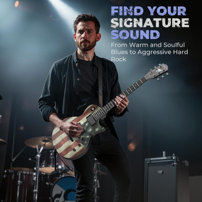Fesley 39" LP Electric Guitar Kit:Full Size Solid Body Electric Guitars for Beginners with Humbucker Pickups,Poplar Body,Mahogany Neck,22 Frets,6 String Guitar with Gig Bag, FLP400,Matte,US Flag - Image 2