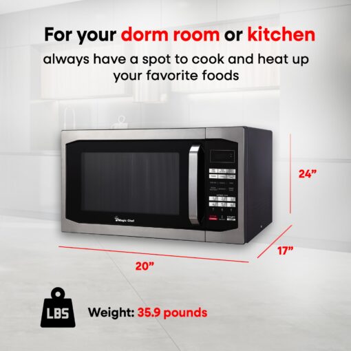 Magic Chef Countertop Microwave Oven, Small and Compact, 1100 Watt, 1.6 Cu Ft, Steel - Image 8