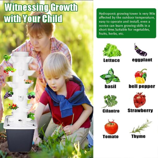 Hydroponics Growing System Kit, 30-Plants Indoor Vertical Hydroponic Tower Garden System, Smart Gardening Kit for Herbs, Fruits, and Vegetables,15 Holes - Image 3