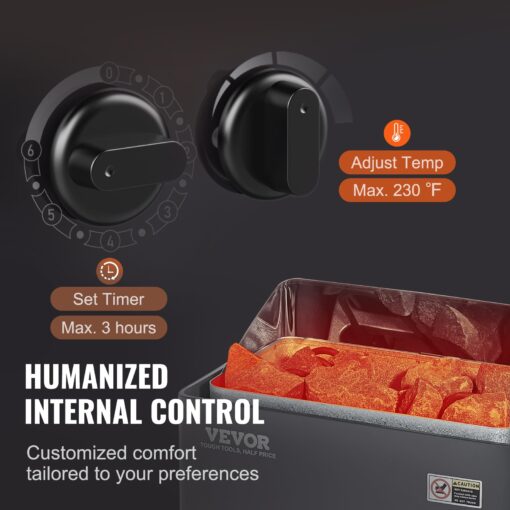 VEVOR Sauna Heater,220V Electric Sauna Stove, Steam Bath Sauna Heater 3h Timer and Adjustable Temp for Max. 176-318 Cubic Feet, (4.5KW) FCC Certification - Image 8