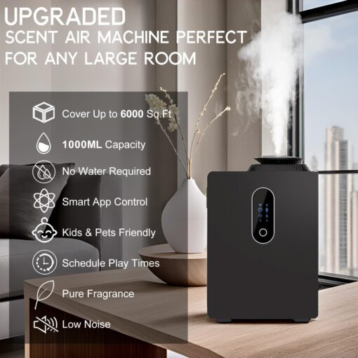 2025 Upgraded HVAC Scent Diffuser Machine 1000ML, Scent Air Machine with WiFi for Home, Hotel Diffuser Coverage 6000 Sq.Ft, Waterless Cold Air Aromatherapy Essential Oil Diffuser for Large Room - Image 9