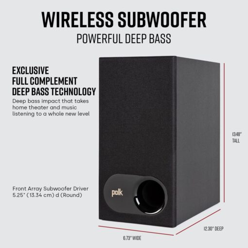 Polk Audio Signa S2 Sound Bar & Wireless Subwoofer – Exclusive VoiceAdjust Technology, Ultra-Slim Design, Works with 4K & HD TVs, HDMI & Optical, Bluetooth, Wireless Streaming - Image 5