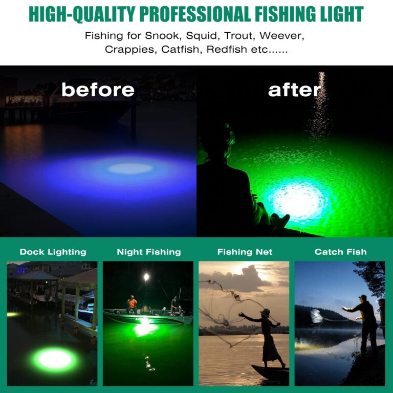HUSUKU FS3-1 LED Underwater Fishing Light - AC110V 800W 80,000LM with 50ft Cord Green Night Fishing Finder, Fish Attractor, IP68 Led Submersible Lamp for Dock, Crappie, Snook, Squid, Shad, Shrimp - Image 3