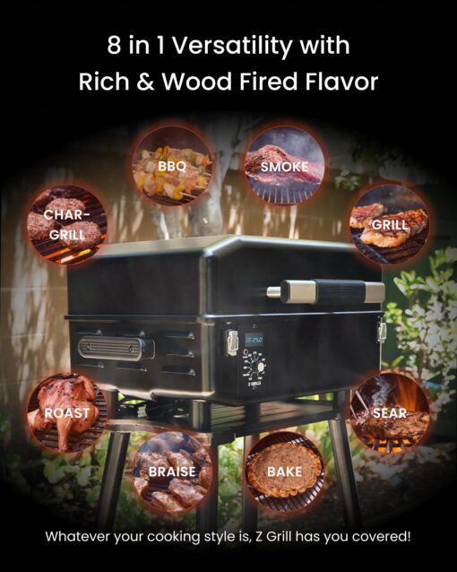 Z GRILLS 200A Portable Wood Pellet Grill & Smoker, Tabletop Wood Pellet Smoker with PID V2.0 Controller, Meat Probes, 202 sq.in Cooking Area, Fit for RVs, Road Trips & Apartments - Image 5