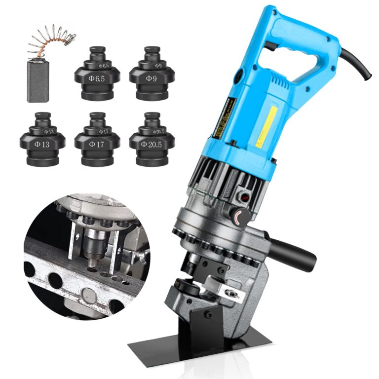 Bonvoisin Electric Hydraulic Hole Puncher Φ1/4"-4/5" 1200W Punching Machine 110V Metal Hole Punch with Carbon Brush 5 Dies for Iron Copper Aluminum Plate Angle Steel