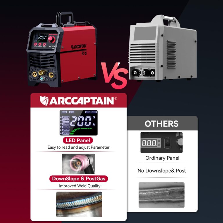 ARCCAPTAIN TIG Welder 200A, High Frequency 110v/220v Dual Voltage TIG/Stick/Arc 2 in 1 Welder LED Digital Display Welding Machine with 2T/4T Function and Tungsten Electrode - Image 3