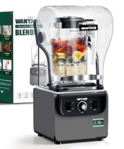 Wantjoin Professional Blender, Commercial Quiet blender Soundproof Blender 2200ml with Cover for Crushing Ice,Smoothie,Puree,Blender for Kitchen 1800W (Grey)