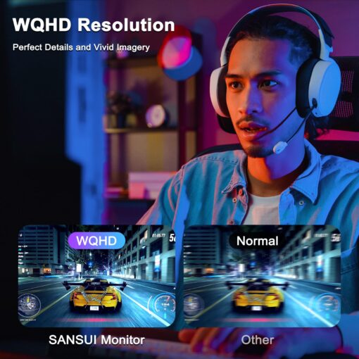 SANSUI 27 Inch WQHD 2560 x 1440 IPS Gaming Monitor, 180Hz 1ms Computer Monitor, DP 1.2 x2 | HDMI 2.0 x2 | VESA Mount, 120% sRGB HDR Eye Care Metal Stand (ES-G27F2Q, DP Cable Included) - Image 8