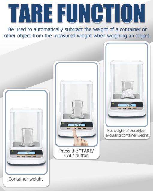 500g Analytical Lab Balance with 0.001g Ultra-Precision, Digital Scale Multi-Functional Units Plug-in Exclusive 500g Weight - Ideal for Laboratories, Research, Industrial, Kitchen, Food, Jewelry… - Image 5