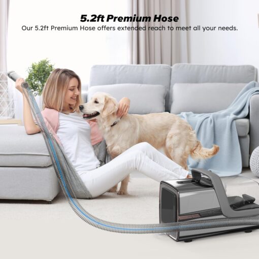 DUXANO Dog Grooming Kit, Multi-Functional Hair Trimmer & Vacuum, 15KPa Powerful Suction, Stainless Steel, Low Noise, Adjustable Settings, Easy to Clean, Includes Clippers, Brush, Nail Trimmer - Image 4