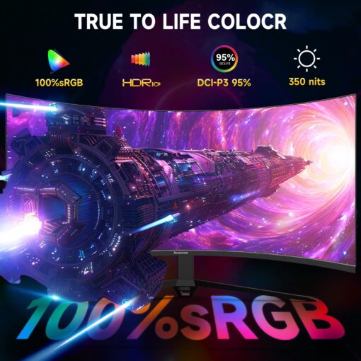 34-Inch Curved UWQHD 3440 x 1440 Gaming Monitor with 165Hz, 1ms, FreeSync, 100% sRGB, DCI-P3 95%, 1500R Curved PC Screen Ultrawide 21:9, HDMI(2.1)x 2 & DisplayPort x 2, Build-in Speakers, VESA,Tilt - Image 8