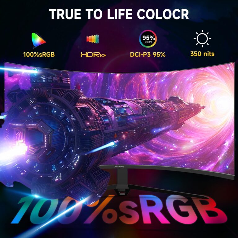 34-Inch Curved UWQHD 3440 x 1440 Gaming Monitor with 165Hz, 1ms, FreeSync, 100% sRGB, DCI-P3 95%, 1500R Curved PC Screen Ultrawide 21:9, HDMI(2.1)x 2 & DisplayPort x 2, Build-in Speakers, VESA,Tilt - Image 8