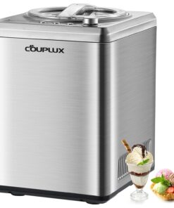 COUPLUX 2.65 Qt Ice Cream Maker, Largest Capacity & Fast Freezing Ice Cream Machine with Built in Compressor Easy Operate & Clean Ice Cream Maker Machine with All Stainless Steel, LCD Digital Display