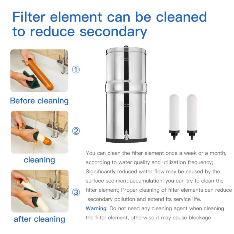 FACHIOO 2.25 Gallon Stainless Steel Gravity-Fed Water Filter System with 2 White Ceramics Purification Washable Filter, Portable Countertop Filter System for Home and Outdoor Camping Use - Image 4