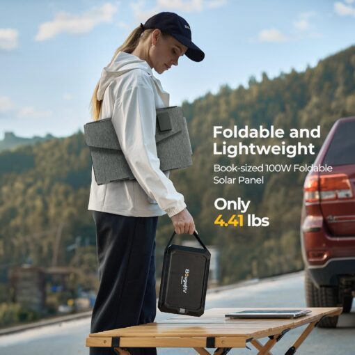BougeRV 100 Watt Fiberglass Portable Solar Panel for JuiceGo 240Wh Power Station, Foldable Solar Cell Solar Charger with USB Outputs for Phones,Ultra-Fast Charging for Outdoor, Camping, Hiking - Image 3