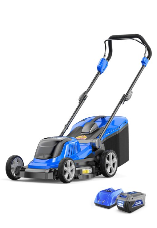 WILD BADGER POWER Lawn Mower 40V Brushless 18" Cordless, 5 Cutting Height Adjustments Electric Lawn Mower, Quickly Folding Within 5’s, 4.0AH Battery and Super Charger Included.