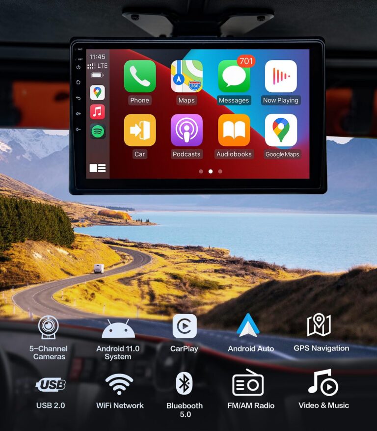 5-Channel 1080P Backup Camera Dash Cam with 10.2'' Monitor Android.11,DVR Recording Back Up Camera for RV/Truck/Van/Trailer/SUV Cars, Car Raido with Wireless CarPlay/Android Auto/BT/FM Radio/WiFi - Image 7