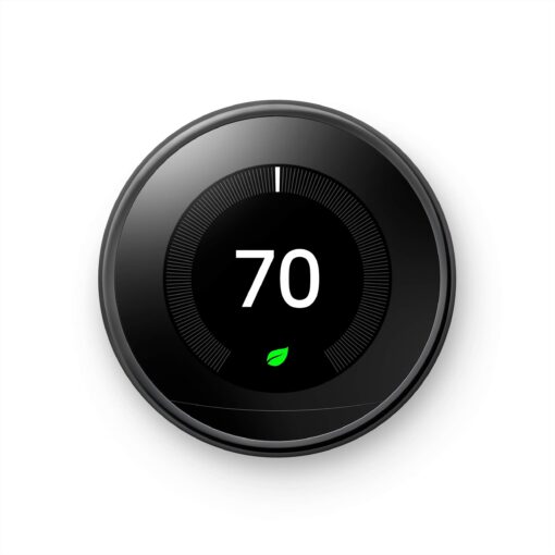 Google Nest Learning Thermostat - 3rd Gen (2015) - Programmable Smart Thermostat for Home - Works with Alexa - Mirror Black