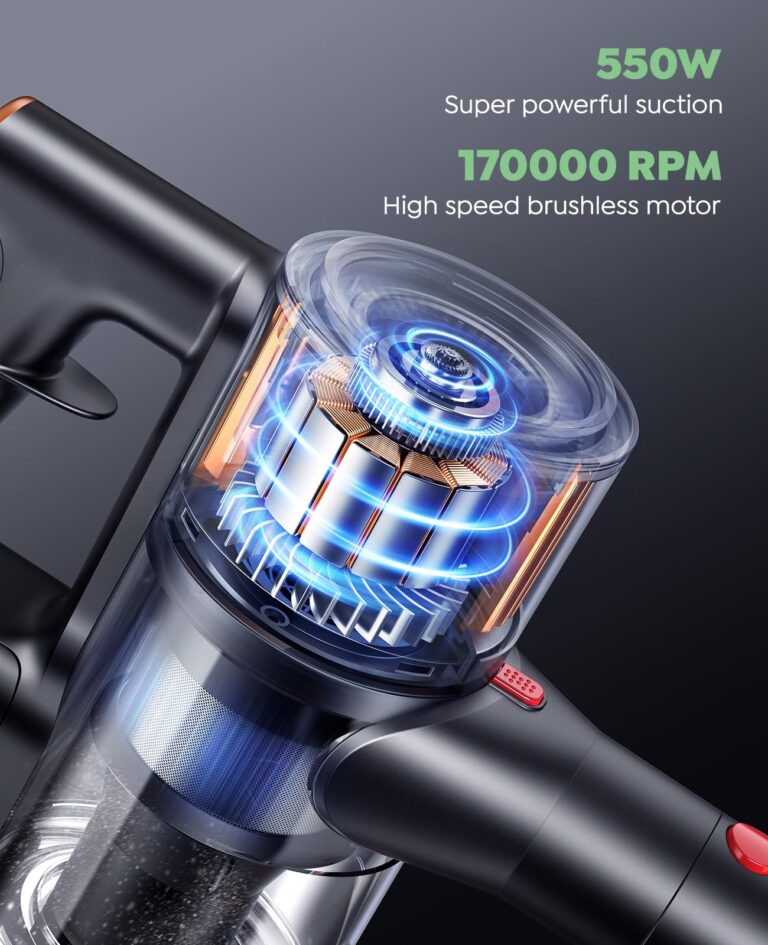 Cordless Vacuum Cleaner, 45Kpa 550W 60Mins Vacuum Cleaners for Home, Stick Vacuum Cordless Rechargeable, Wall Mount Charging, Self-Standing, Household Vacuum for Pet Hair/Carpet/Hardwood Floor(X9) - Image 7