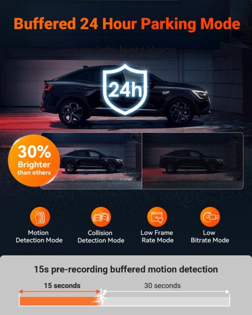 Vantrue S1 Pro 2.7K Dual Dash Cam Front and Rear, 5G WiFi 60FPS Hidden Dash Camera w/HDR Night Vision, STARVIS 2, Optional Remote Live View, GPS, Voice Control, 24/7 Parking Mode, Support 512GB Max - Image 5