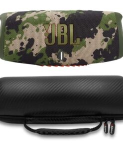 JBL Charge 5 Waterproof Portable Speaker with Built in Powerbank and gSport Carbon Fiber Case (Green Camo)