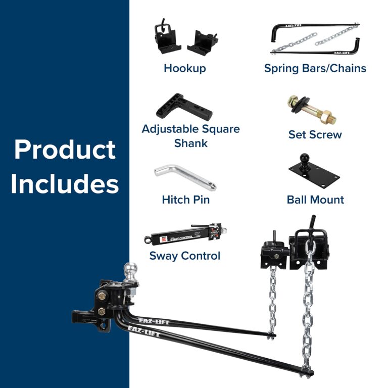 Camco Eaz-Lift Elite 600lb Camper/RV Weight Distribution Hitch - Adjustable Sway Control & Interchangeable Spring Bars - Pre-Installed Hitch Ball & Sway Control Ball - 800lb Max Tongue Weight (48056) - Image 2